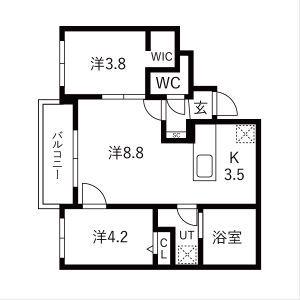 BALBONI山鼻(2LDK/4階)の間取り写真