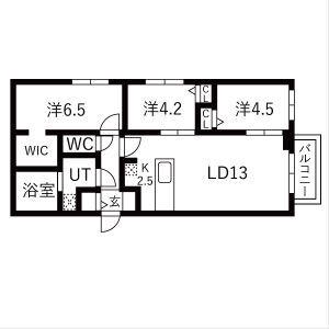 BALBONI山鼻(3LDK/4階)の間取り写真