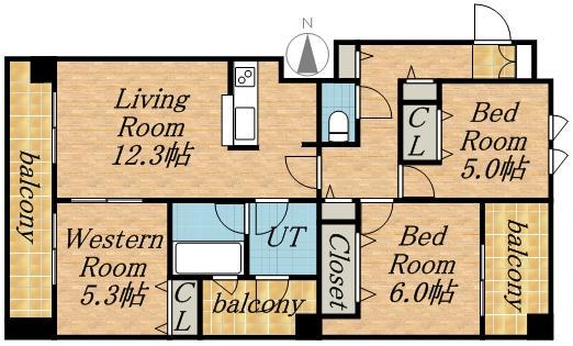 第50松井ビル(3LDK/5階)の間取り写真
