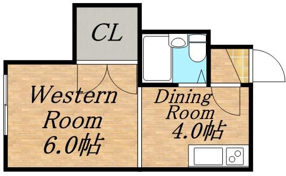ローヤルハイツ南12(1DK/2階)の間取り写真