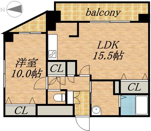 三和マンション(1LDK/11階)の間取り写真