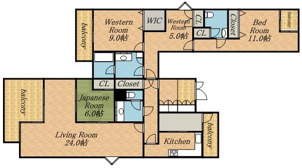 エルミタージュユリ(4LDK/9階)の間取り写真