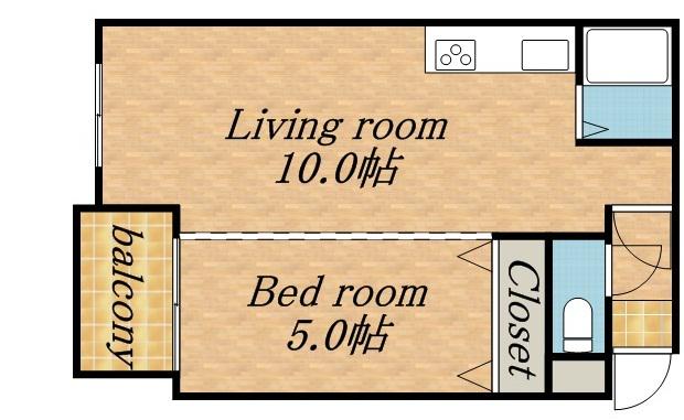 パークヒルズ中央411(1DK/1階)の間取り写真