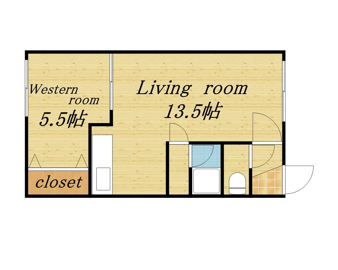バッフビューティ(1LDK/1階)の間取り写真
