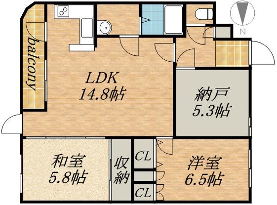 ドルチェ旭ヶ丘(3LDK/4階)の間取り写真