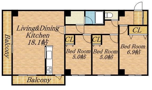 レジディア円山北5条(3LDK/14階)の間取り写真