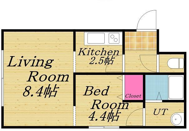 エスパスルージュ(1LDK/4階)の間取り写真