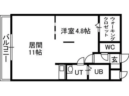 セルベッサ札幌レジデンス(1LDK/2階)の間取り写真