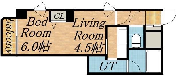 グリーンマンション熊谷(1DK/4階)の間取り写真