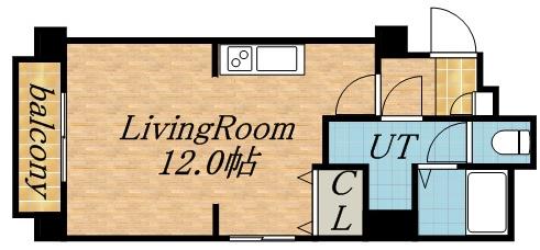 クレアシオン桑園Ⅱ(1DK/7階)の間取り写真