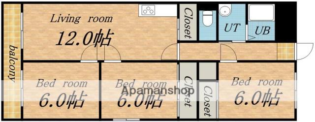 パサージュ発寒(3LDK/2階)の間取り写真