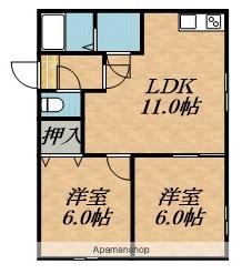薫風ハイツ(2LDK/2階)の間取り写真