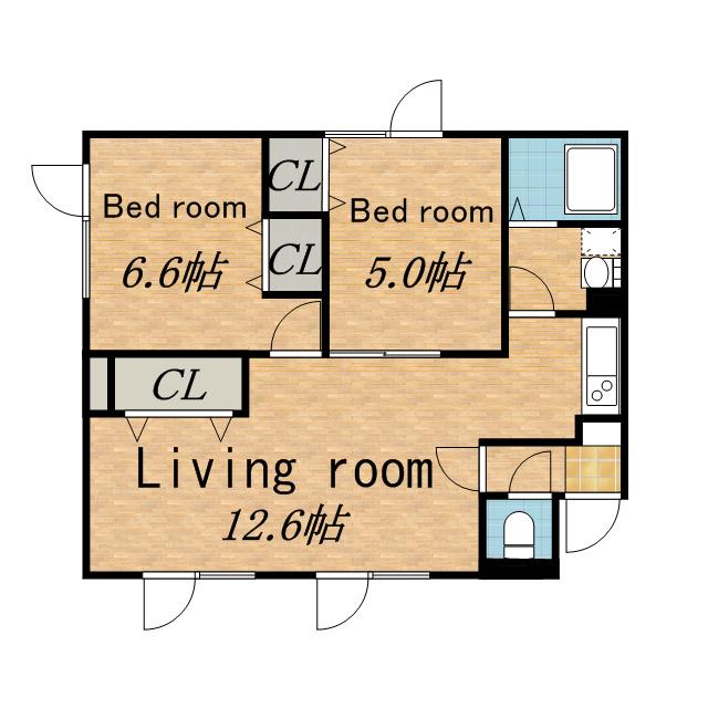 ブリーゼ札幌西(2LDK/2階)の間取り写真