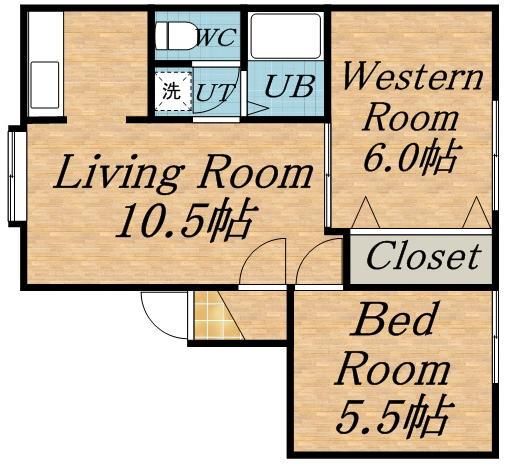 クレーバーハイム(1LDK/2階)の間取り写真