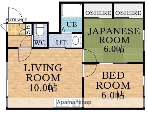 パークハイツ(2LDK/1階)の間取り写真