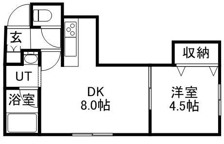 プレシャス壱番館(1LDK/2階)の間取り写真