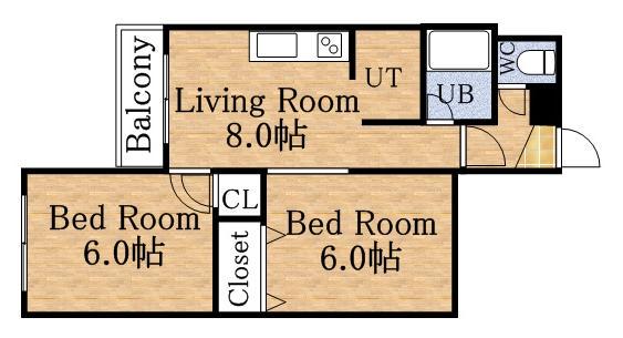 サンライト発寒(2DK/1階)の間取り写真
