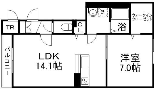 ソレアード(1LDK/1階)の間取り写真