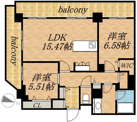 パシフィックタワー札幌(2LDK/29階)の間取り写真