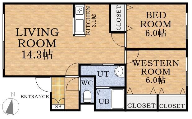 ポールスター発寒(2LDK/1階)の間取り写真