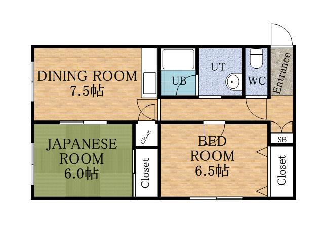 ヒルサイド山の手フラット(2DK/2階)の間取り写真