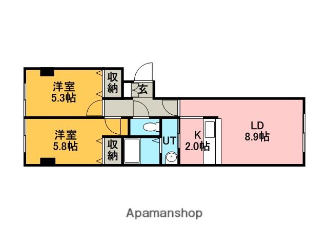 ノインフォーゲル(2LDK/3階)の間取り写真