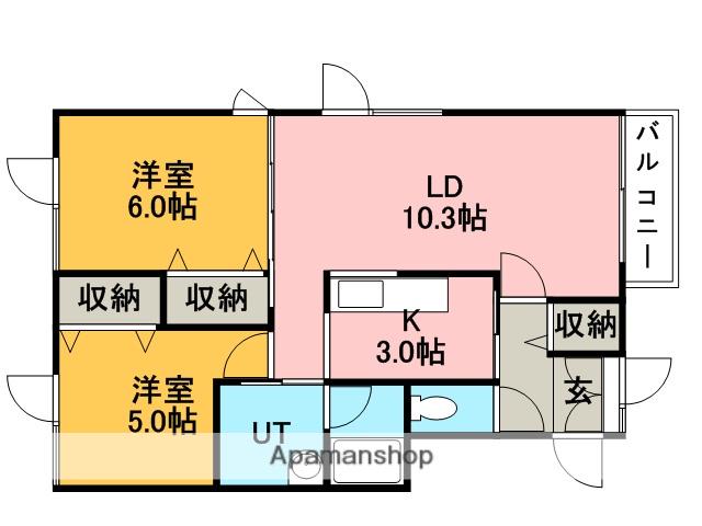 ニュー発寒58(2LDK/1階)の間取り写真