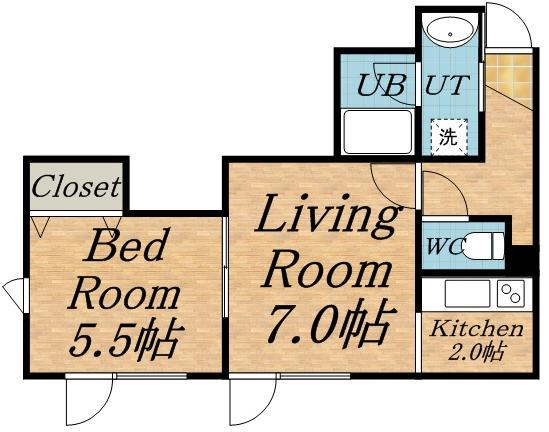 パームハイツ(1LDK/2階)の間取り写真