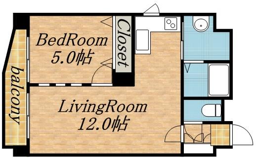 カサール・ガルシア(1LDK/4階)の間取り写真