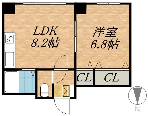 8・4サウンドビル(1DK/4階)の間取り写真