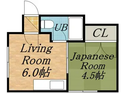 サンコーポ24B(1DK/1階)の間取り写真