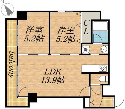 アルファスクエア南4条東(2LDK/6階)の間取り写真