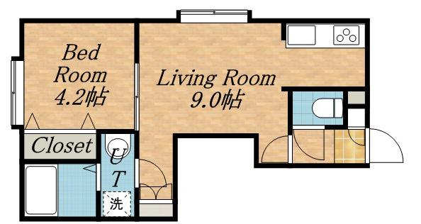 フェリスファミリアII(1DK/2階)の間取り写真