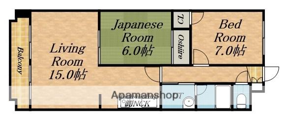 総業八軒ハイム(2LDK/1階)の間取り写真