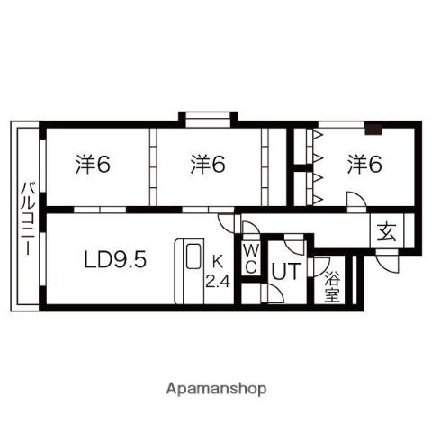サンアイロヤール88(3LDK/6階)の間取り写真