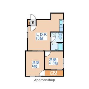 マクセル富丘37(2LDK/2階)の間取り写真
