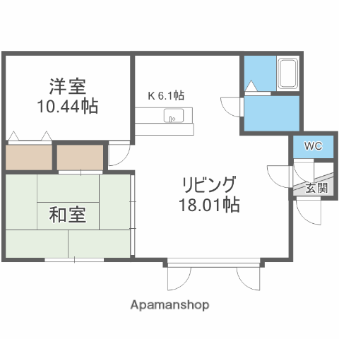 ウェルスヒルドミール(2LDK/2階)の間取り写真