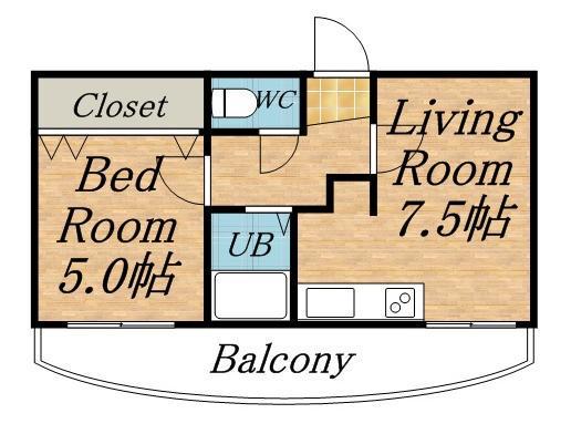 ヴィレッジ円山(1DK/1階)の間取り写真