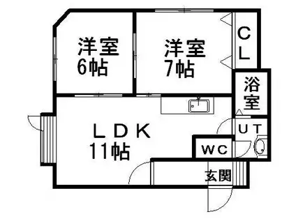 プレミエール発寒(2LDK/1階)の間取り写真