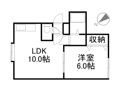 シャネル新琴似弐番館(1LDK/1階)の間取り写真