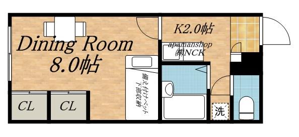 レオパレスアビテ(1K/1階)の間取り写真