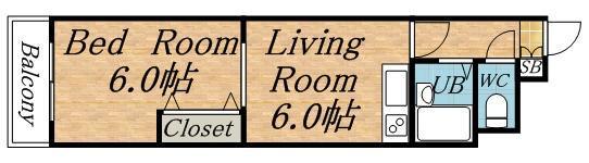 エンブレム札幌発寒2A棟(1DK/4階)の間取り写真