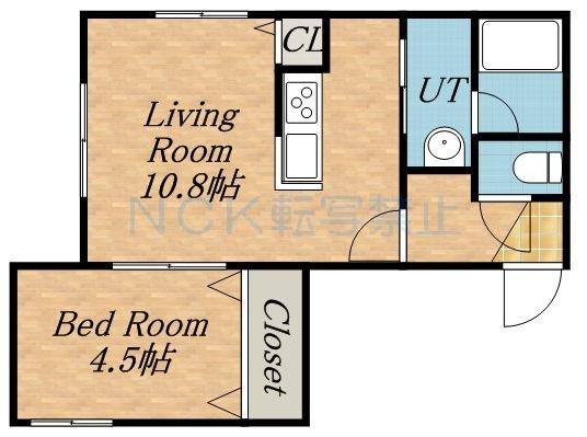 CROWN CLOVER(1LDK/2階)の間取り写真