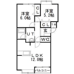 クリスタルリバー壱番館(2LDK/2階)の間取り写真