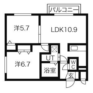 ロジュマン・エスポワールⅧ(2LDK/1階)の間取り写真
