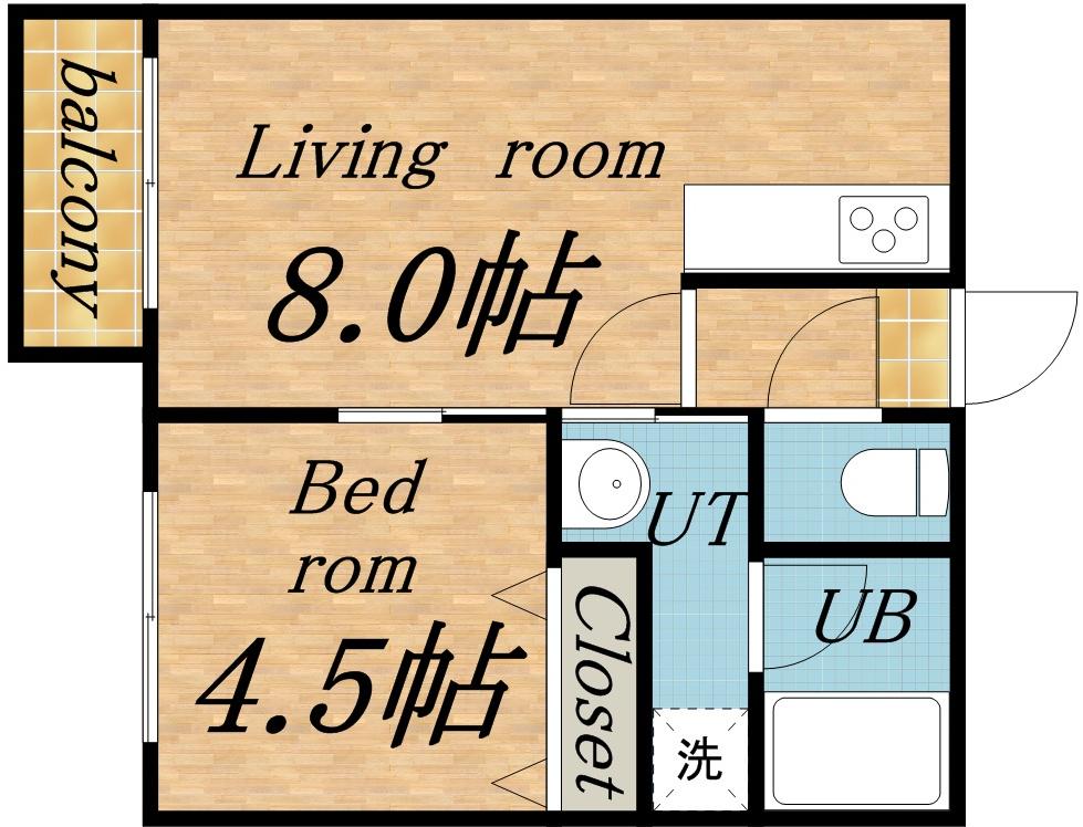 クリエイト琴似 八番館(1DK/2階)の間取り写真