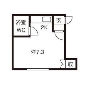 コーポライフ二十四軒N(1K/2階)の間取り写真