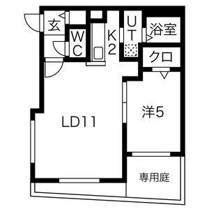 ラコーザ北円山(1LDK/1階)の間取り写真