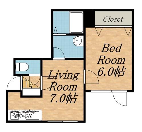 パルテール発寒(1DK/2階)の間取り写真