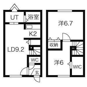 ヒルズ金山(2LDK/1階)の間取り写真